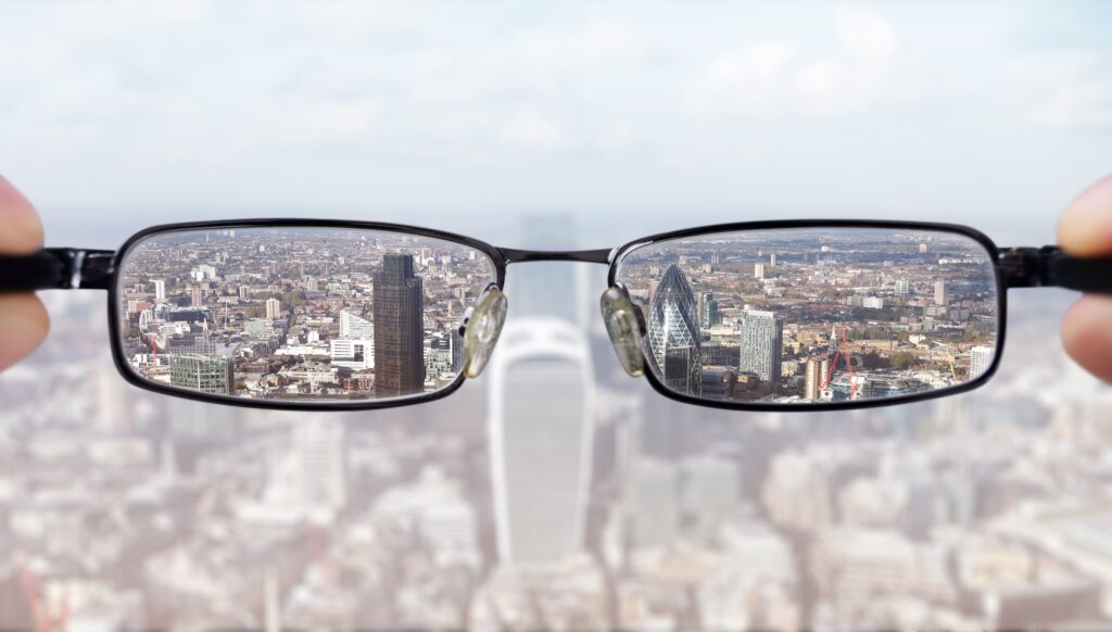 Unas gafas en donde se puede demostrar la Visión del un negocio